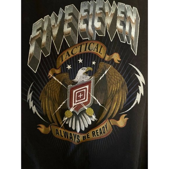 511 Tactical Shirt Large Black Always Be Ready Eagle Tee Large Slim Fit - Picture 3 of 6